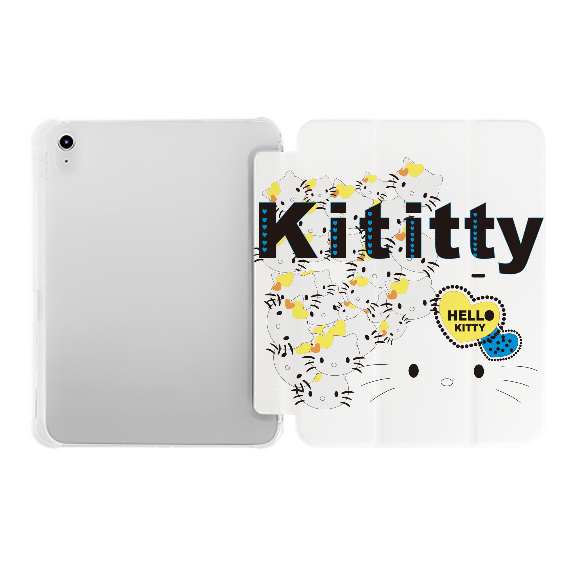 （画像用） Hello Kitty ハローキティ IPad ケース ペン収納付き 三つ折りスタンド PUレザー×シリコン 対応機種9.5/10.5/10.9インチ